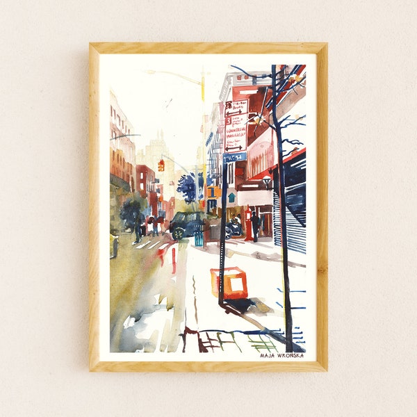 New York Hester Street, Signed New York print, New York art print, New York Hester Street print, New York print, New York watercolor print