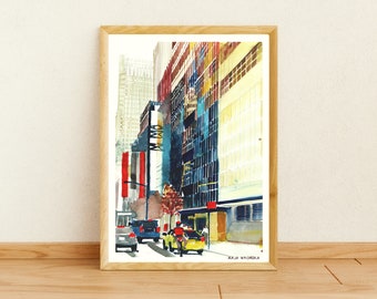 New York Museum art print, New York Museum poster, New York print, New York art, New York watercolor