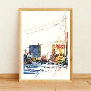 Houston art print, Houston print, Houston wall art, Houston print, Houston watercolor print