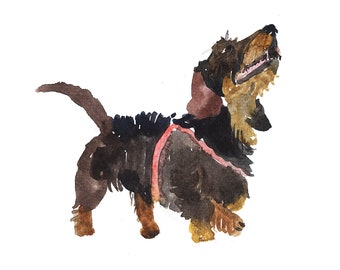 watercolor dachshund digital watercolor file
