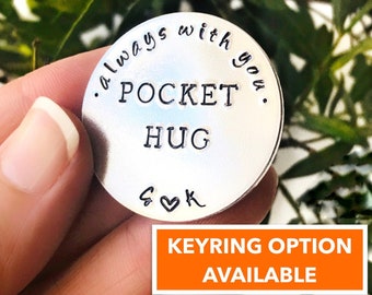 Personalised Pocket Hug Coin Keyring Hanging Ornament / Long Distance Relationship Gift / Girlfriend Boyfriend Gift /Custom Pocket Hug Token