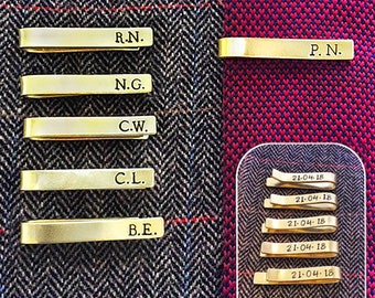 Hand Stamped Tie Clip Bar // wedding party // customisable // groomsmen gift // groom // best man // ushers // wedding // gift for him //