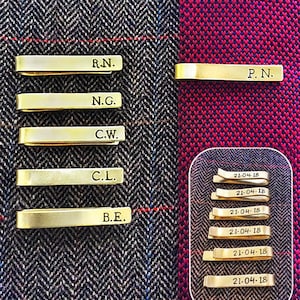 Hand Stamped Tie Clip Bar // customisable // groomsmen gift // initials // groom // best man // wedding // gift for him // baptism gift //