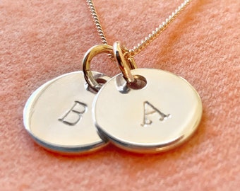 Sterling Silver Personalised Necklace / Girlfriend present / Initials Disc Necklace / Bridesmaid Gift / Gift for Wife / Customised Necklace