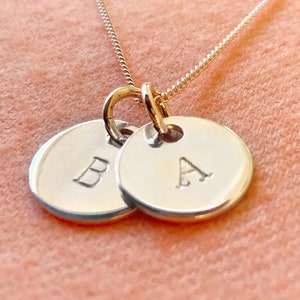 Sterling Silver Personalised Necklace / Girlfriend present / Initials Disc Necklace / Bridesmaid Gift / Gift for Wife / Customised Necklace