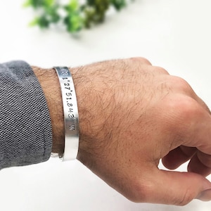 Hand Stamped Longitude Latitude Bracelet /Men’s Women’s Custom Coordinates Bracelet /Matching His & Hers Cuff Special Place LDR Anniversary