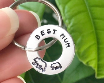 Best Mum Best Dad Washer Keyring // New Dad New Mum Gift // Mama Papa Bear / Perfect Gift for Dad Mum / Personalised Dad Mum From Kids Gift