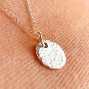 Sterling Silver Hammered Disc Necklace / Twinkling Pendant / Hammered Pendant / Bridesmaid Gift / Layering Sterling Silver Necklace