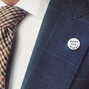 Hand Stamped Lapel Pin Tie Pin // wedding party // customisable // groomsmen gift // groom // best man // usher // pin badge // gift for him