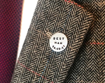 Hand Stamped Lapel Pin Tie Pin // wedding party // customisable // groomsmen gift // groom // best man // usher // pin badge // gift for him