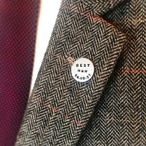 Hand Stamped Lapel Pin Tie Pin // wedding party // customisable // groomsmen gift // groom // best man // usher // pin badge // gift for him