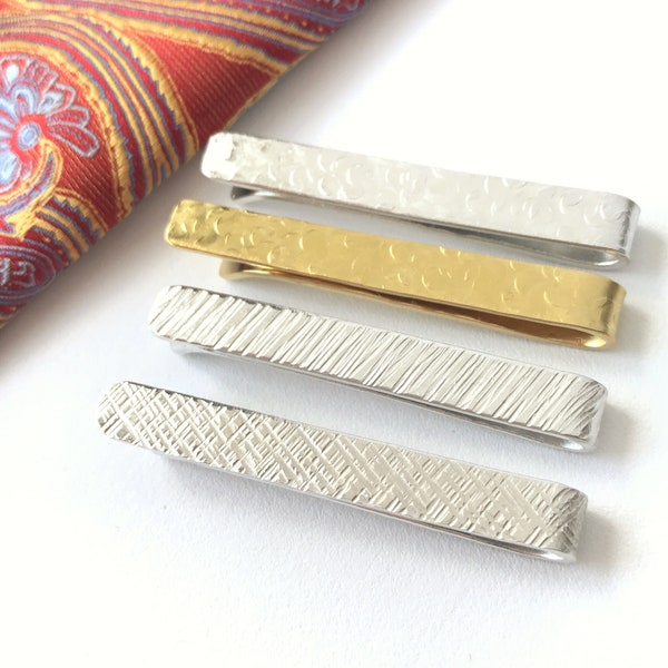 Hammered Effect Tie Clip Bar // hand textured tie clip // groomsmen gift // best man // ushers // wedding tie bar // plain tie clip