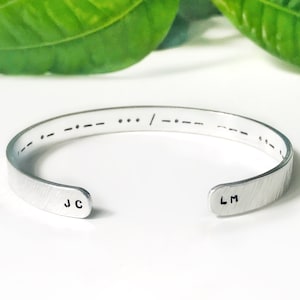 Morse Code Bracelet / Hidden Secret Message Jewellery / Matching Bracelets Boyfriend Girlfriend Gift / Personalised Initials LDR Couple Gift