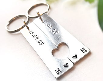 Personalised Date Keyring // Couples Key Chain // His and Hers Key ring // Customised Keychain / Wedding Anniversary gift /Housewarming gift
