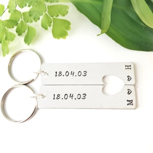 Couples Keyring // Date Key Chain // His and Hers Key ring // Customised Keychain / Personalised Key ring / Wedding gift //Housewarming gift
