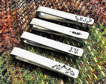 Hand Stamped Tie Clip Bar // wedding party // customisable // groomsmen gift // groom // best man // ushers // wedding // gift for him //