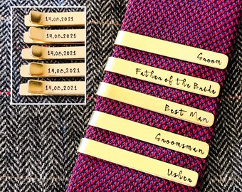 Wedding Role Groomsman Tie Clip // hand stamped tie bar // initials tie clip // customised tie bar // graduation day gift // graduate gift