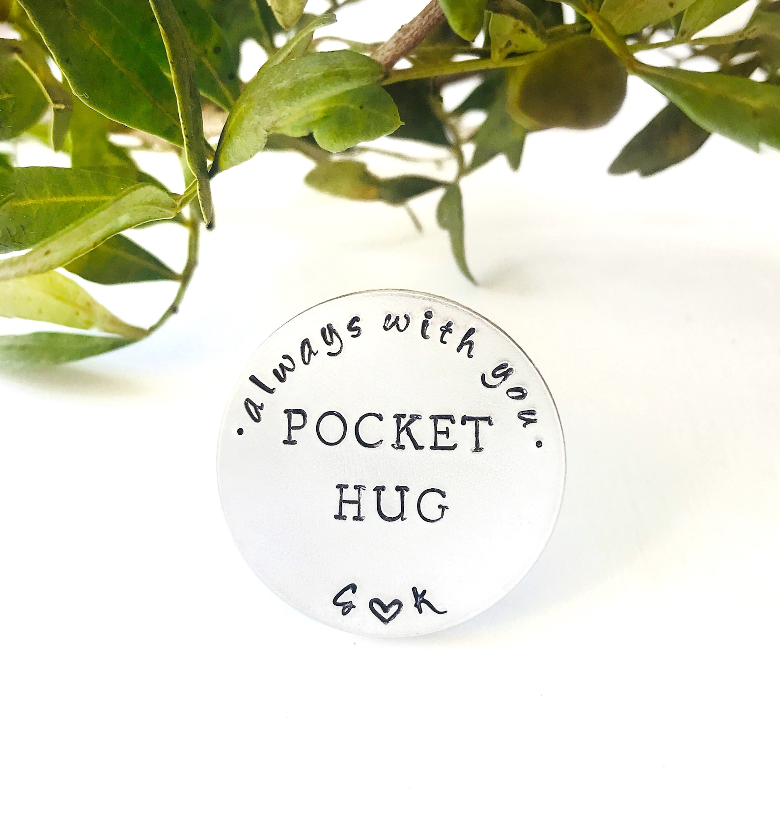 Personalised Pocket Hug Coin Keyring Hanging Ornament / Long Etsy