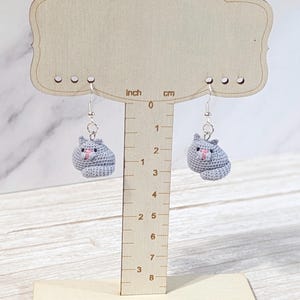 Crochet Cat Earrings- Handmade Plush Kitten Amigurumi Jewelry