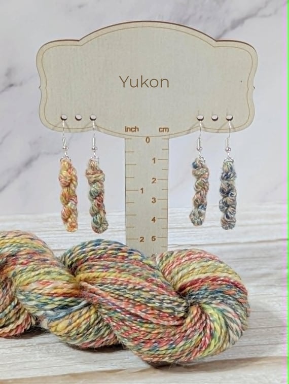Yarn Skein Earrings, Knitting Lover Gift, Minimalist Handspun Merino Wool Jewelry, Crochet Enthusiast Gift, Fiber Artist Dangle Earrings