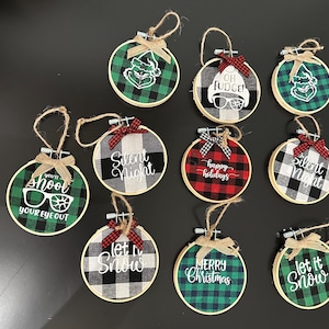 Stickrahmen Weihnachtsverzierungen, Weihnachtsverzierungen, personalisierte Weihnachtsverzierungen
