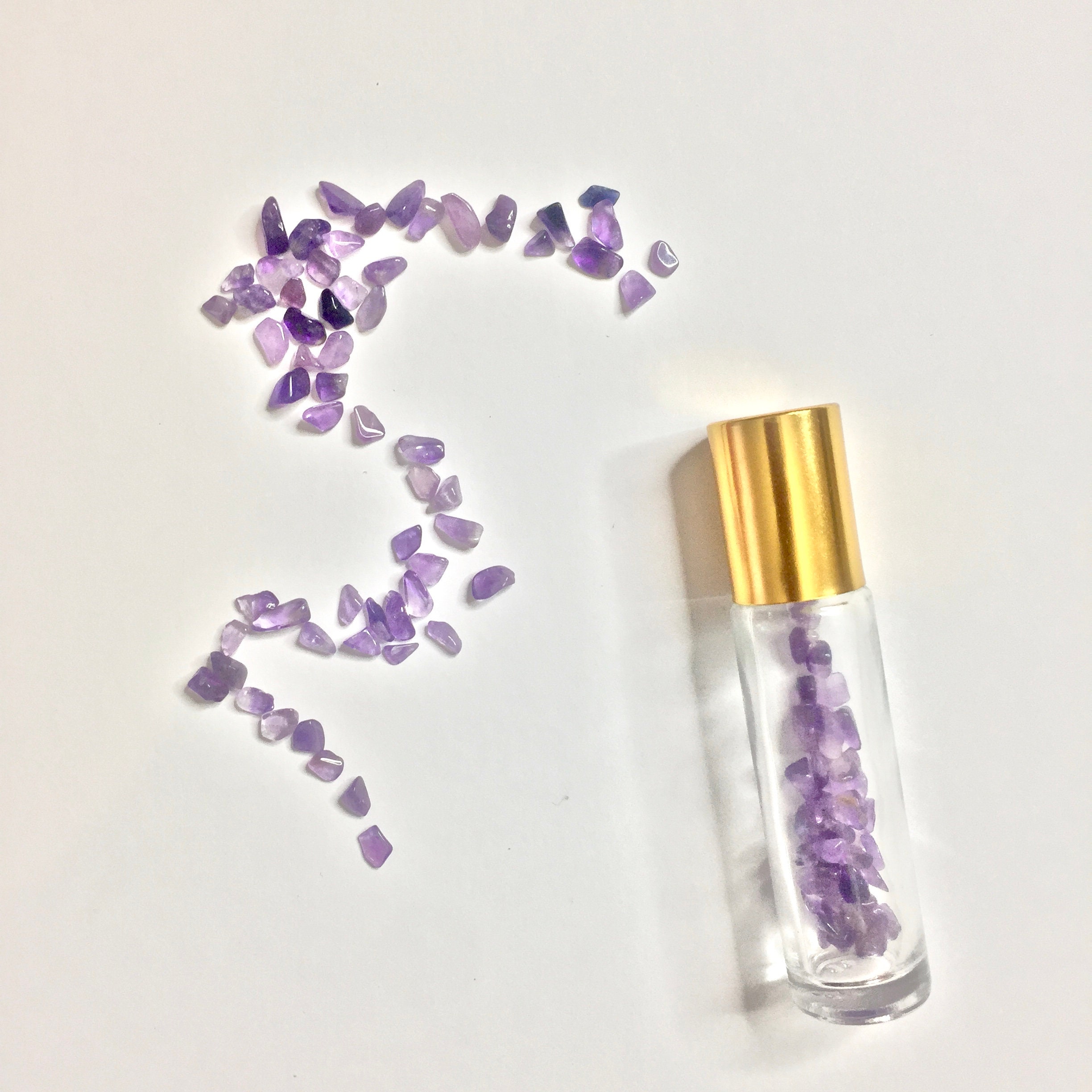Essential Oil Roller Bottle With Amethyst Crystals 10ml Etsy