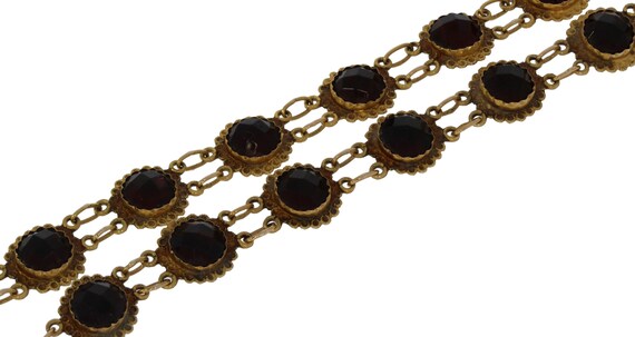 14 karat gold antique boat necklace with garnets … - image 2