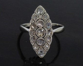 14 carat white gold princess ring ladies 15 rose cut diamonds handmade jewelry