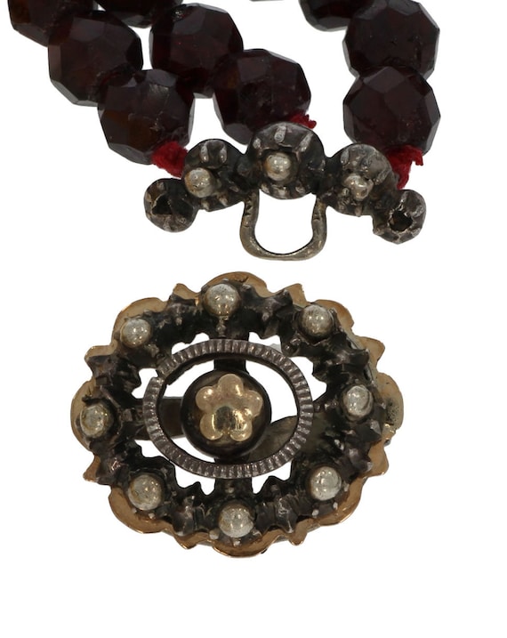 Garnets 3-strand antique necklace ladies necklace… - image 4