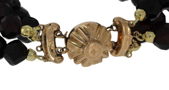 Antique garnet 3-strand bracelet with 14 carat go… - image 2