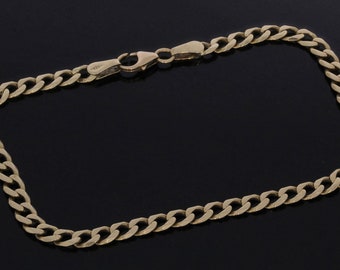Flaches Gourmet-Gliederarmband aus 14 Karat Gold, einzigartiges Vintage-Juwel, handgefertigter Schmuck