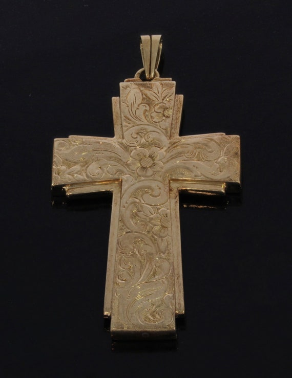 Grote antieke gouden 14 karaats kruis ketting hang