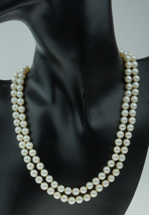 Beautifull Vintage pearl beads necklace with 14 c… - image 3