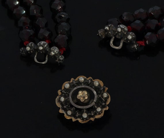 Garnets 3-strand antique necklace ladies necklace… - image 2