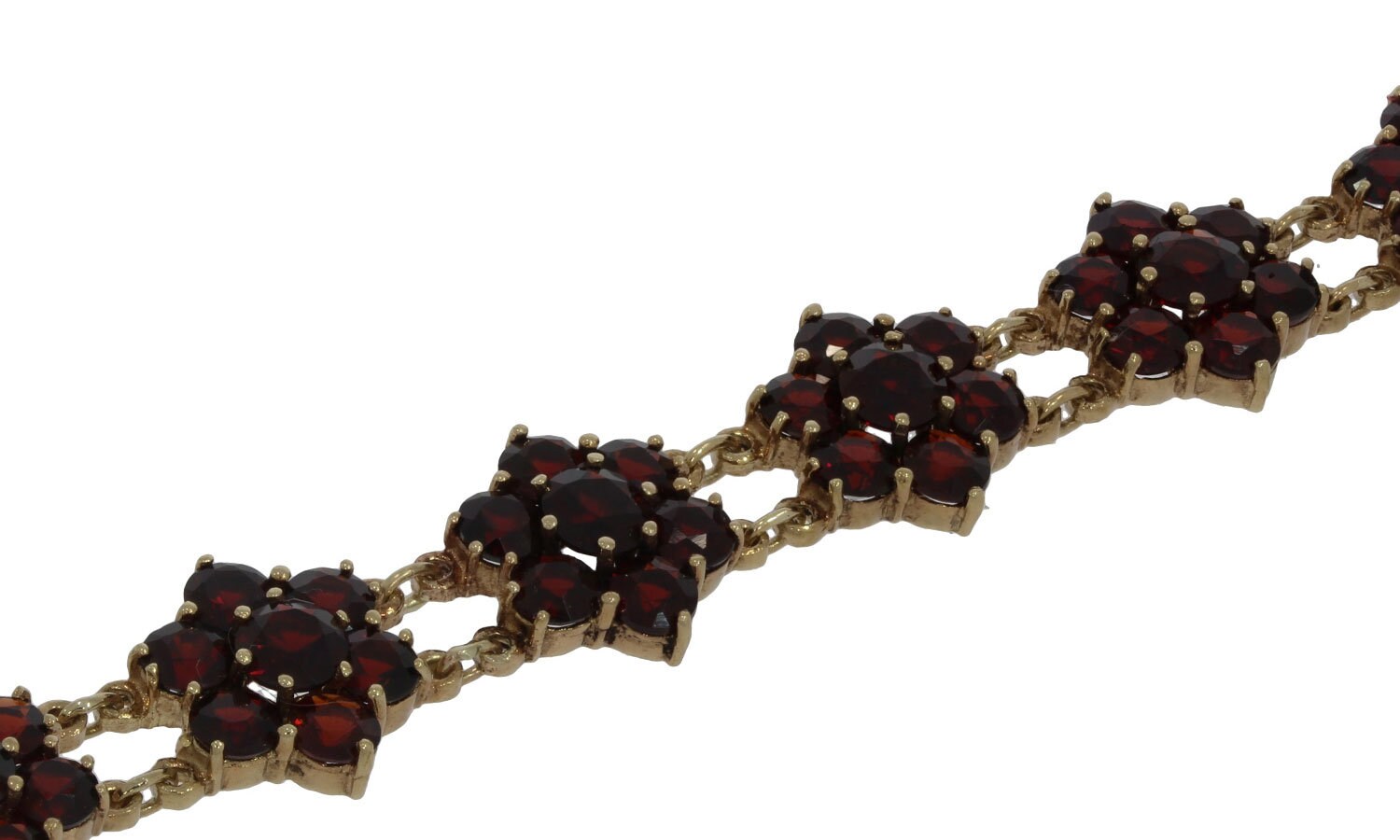 Bracelet Ancien Plaqué Or Jaune/blanc Avec Grenat - Longueur 17-18 Cm - Superbe état
