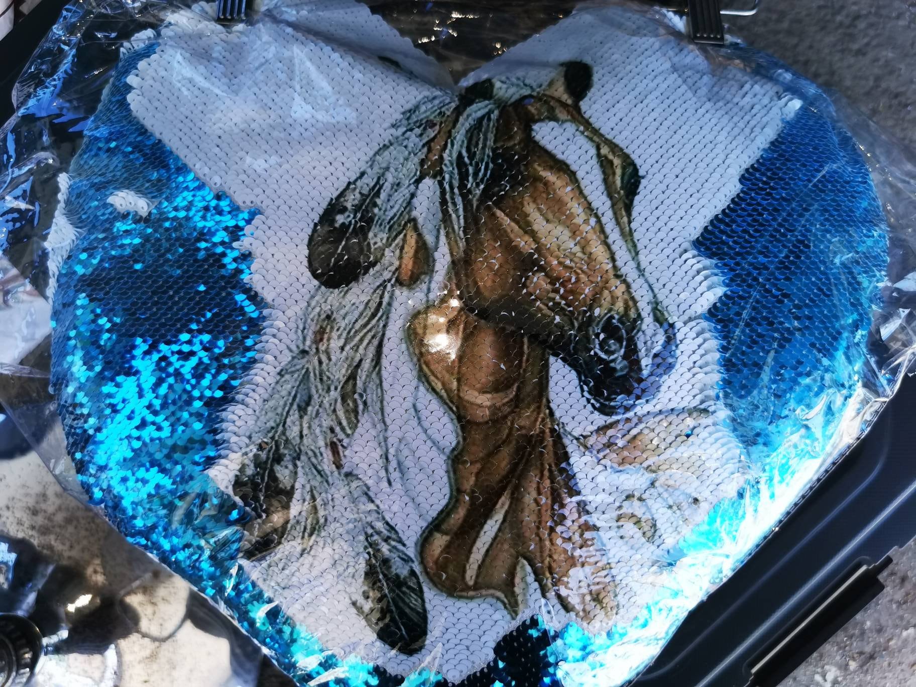 Coussin Sequin Motif Cheval