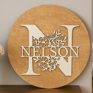 Cartello in legno personalizzato con nome di famiglia, monogramma del cognome, cartello con cognome, decorazione per la casa in legno, cartello in legno con nome di famiglia, nome di famiglia in alfabeto
