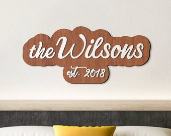 Wooden Name Sign Last Name Sign, Custom Family Established Sign Wall Decor, Family Name Sign Wood Wall Art, Personalized Home Decor