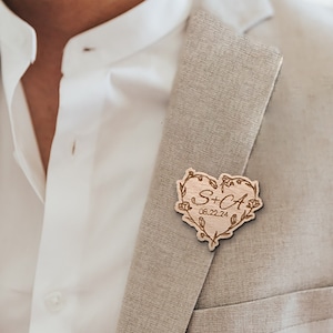 Boutonnières de mariage, accessoires de marié pour homme, boutonnière fleur en bois, corsage personnalisé de marié, boutonnières bohèmes, décoration de mariage image 1