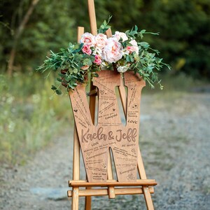 Wedding Name Sign, Beautiful Letter Sign, Wedding Guest Book Alternative, Wooden Name Sign, Guestbook Sign, Wedding Gift image 2