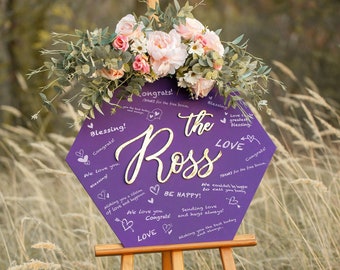 Wedding Guest Book, Wood Guest Book Sign, Hexagon Guest Book, 3D Guest Book Alternative Wedding, Personalized Guestbook Wedding Decorations