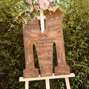 Libro de visitas de boda personalizado, alternativa, letrero familiar personalizado, letrero rústico para libro de visitas de boda, idea de regalo de compromiso y aniversario