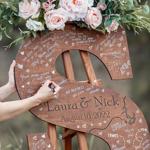 Wooden Name Sign Custom Letter a Guest Book Wedding Guest Book Alternative Guest Book Alternative Wedding Letter Guest Book Alternative