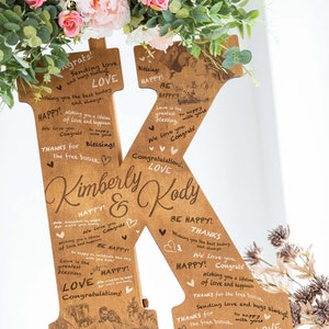 Libro de visitas de boda personalizado, libro de visitas de boda personalizado grabado, letrero de madera con letras para pared, libro de visitas con letrero con el nombre de la familia