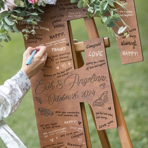Alternativa personalizada para libro de visitas de boda, letrero con letra grabada personalizada, letra mariposa para libro de visitas, letra grabada para libro de visitas de boda