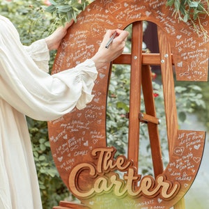 Placa de madeira para livro de visitas com sobrenome, livro de visitas para casamento para seu dia especial, placa de carta personalizada, placa de madeira para casamento com monograma, livro de visitas