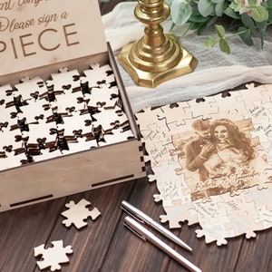 Alternative Wedding Puzzle Guest Book Wooden Guest Book Guest Wedding Guest Book Puzzle Engraved With Your Photo Guest Book Book Puzzle Sign