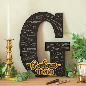 Libro de visitas de boda alternativo, libro de visitas con letras negras, letrero de madera personalizado para decoración de bodas, regalo de boda personalizable