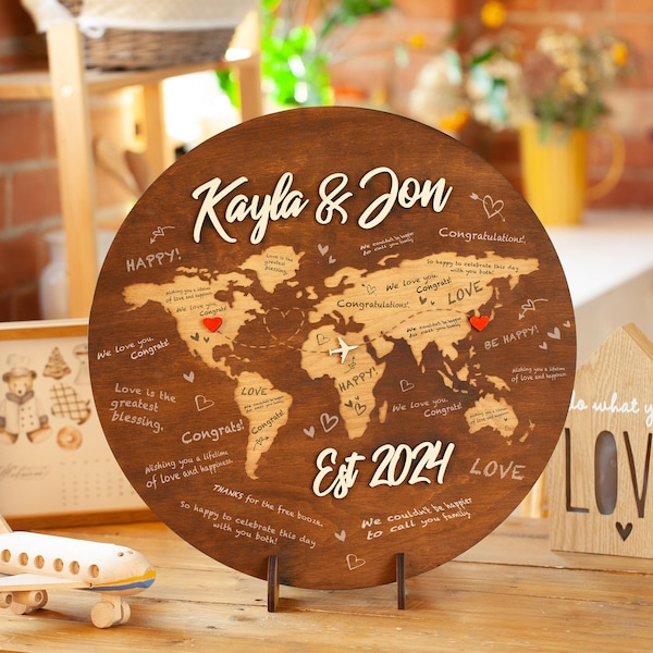 Wedding Guest Book Wooden Sign, World Map Wedding Guest Book Alternative, Our Adventure Awaits Guest Book, Guest Book Sign Wedding Guestbook