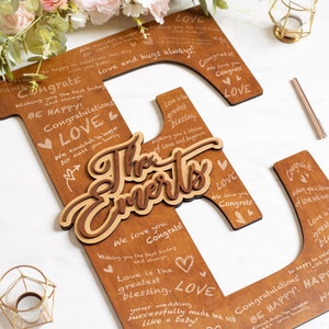 Alternative Guest Book Wedding Family Name Sign, Wedding Guestbook Wood, Custom Guest Book Wooden Letter, Guest Book Sign Wedding Decor image 1